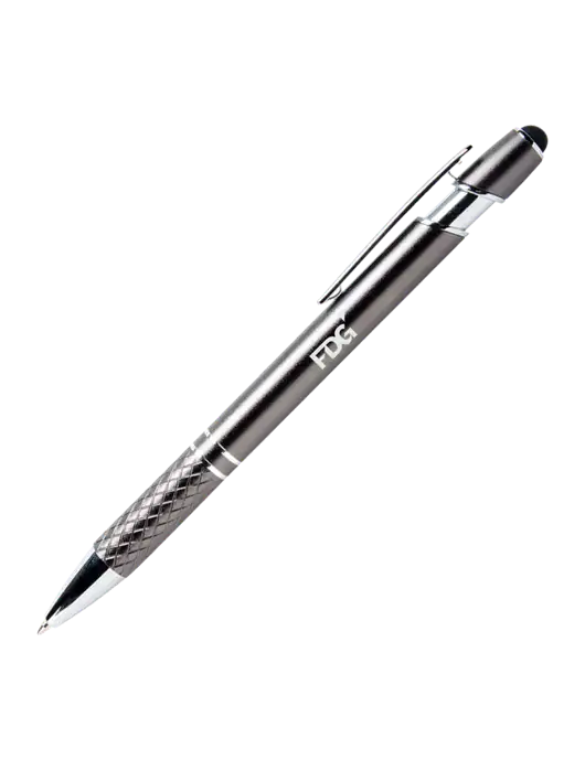 Valencia Gunmetal Stylus Pen - Black Ink w/FDG Logo