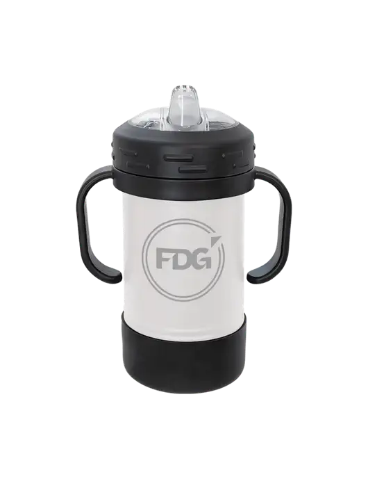 Polar Camel 10 oz Powder Coated White Sippy Cup w/FDG Circle Logo