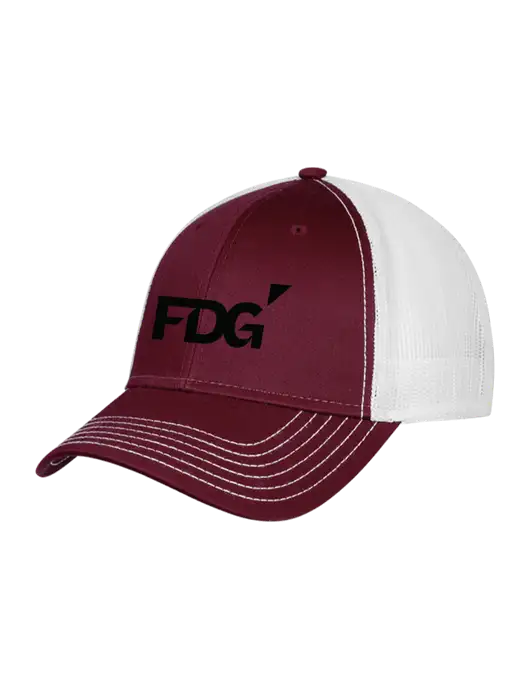 Maroon/Maroon/White Mesh Trucker Cap Snap Back w/FDG Logo