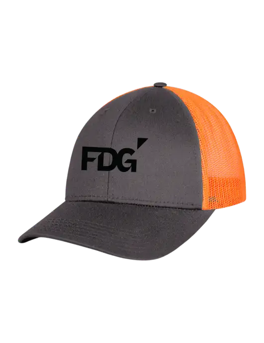 Neon Orange/Charcoal Mesh Trucker Cap Snap Back w/FDG Logo