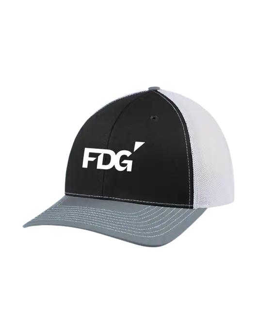 Richardson Adjustable Snapback Original 112 Trucker Cap Black/Light Heather Grey/White Mesh w/FDG Logo