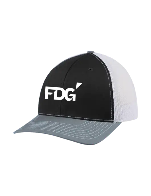 Richardson Adjustable Snapback Original 112 Trucker Cap Black/Light Heather Grey/White Mesh w/FDG Logo
