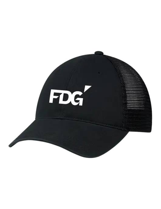 Richardson 111 Garment Washed Trucker Cap Black w/Black Mesh w/FDG Logo