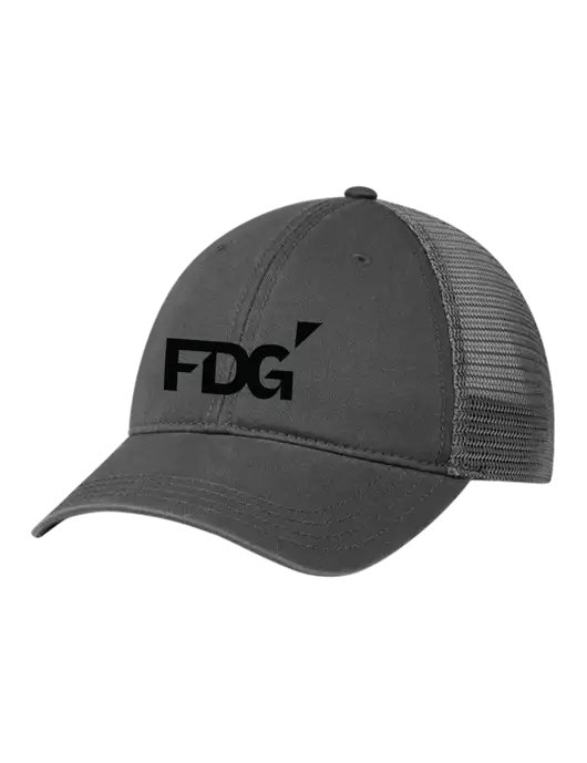 Richardson 111 Garment Washed Trucker Cap Charcoal w/Charcoal Mesh w/FDG Logo