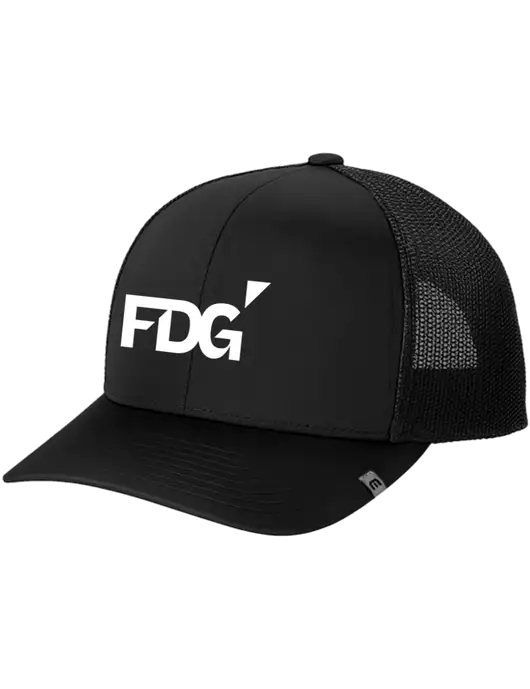 TravisMathew Black Cruz Trucker Cap w/FDG Logo
