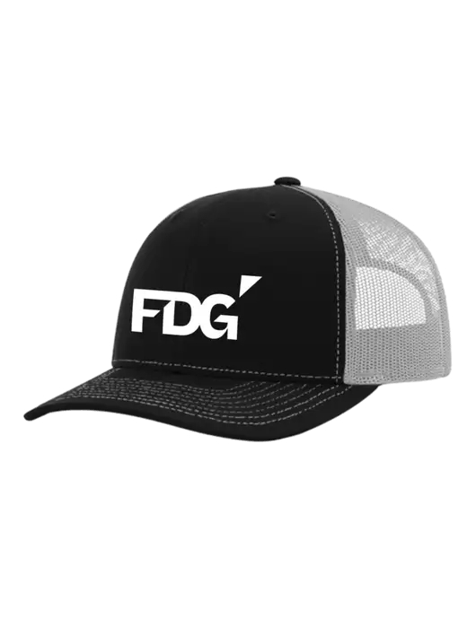 Richardson Adjustable Snapback Original 112 Trucker Cap Black w/White Mesh w/FDG Logo