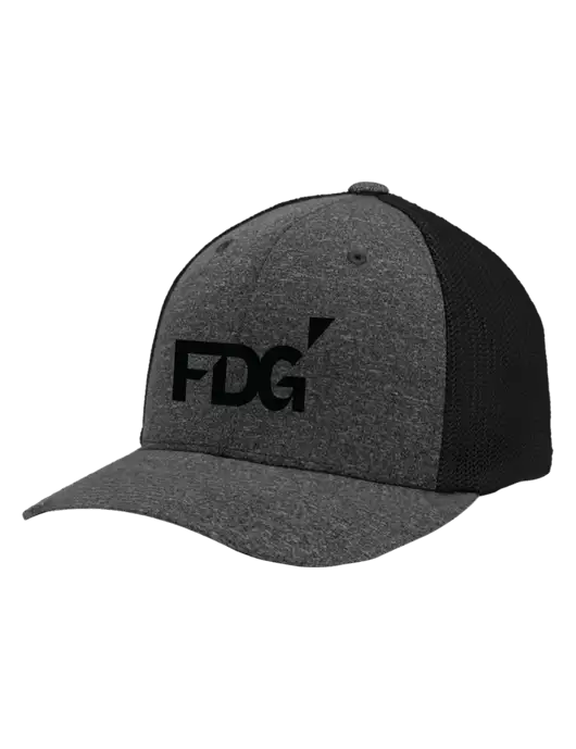 Flexfit Black/Dark Charcoal Heather Melange Mesh Back Trucker Cap w/FDG Logo