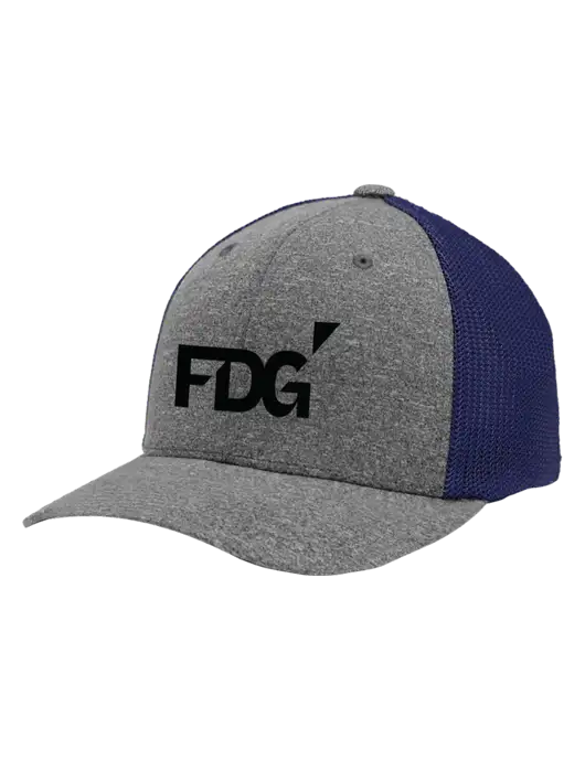 Flexfit Navy/Medium Grey Heather Melange Mesh Back Trucker Cap w/FDG Logo
