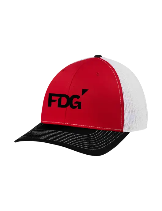 Richardson Adjustable Snapback Original 112 Trucker Cap Black/Red/White Mesh w/FDG Logo