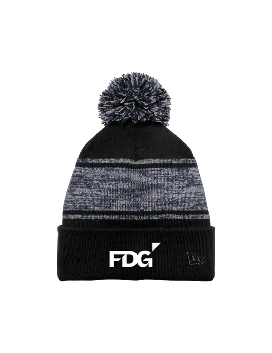 New Era Black/Navy Knit Chilled Pom Beanie w/FDG Logo