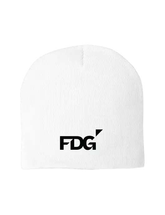 Solid White Element Knit Beanie w/FDG Logo