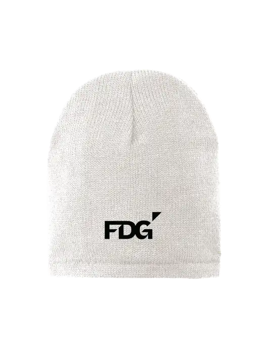 White Fleece-Lined Beanie Cap w/FDG Logo