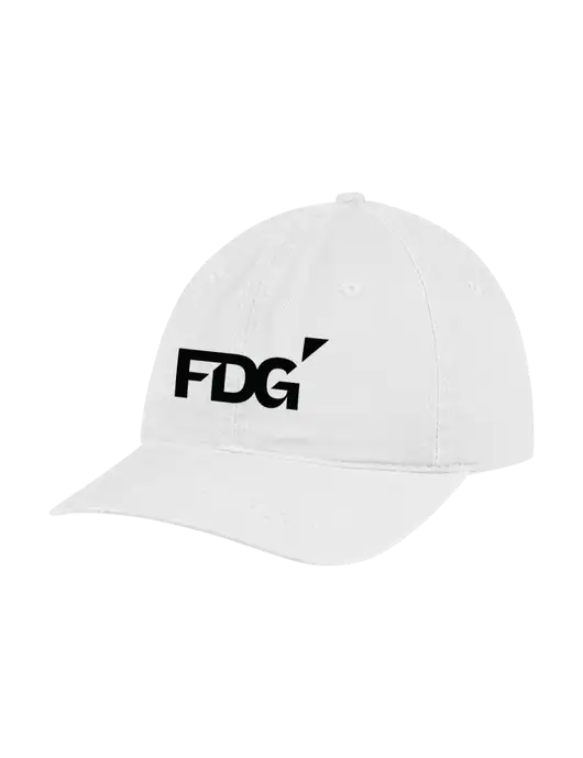 Garment Washed Unstructured Twill White Cap w/FDG Logo