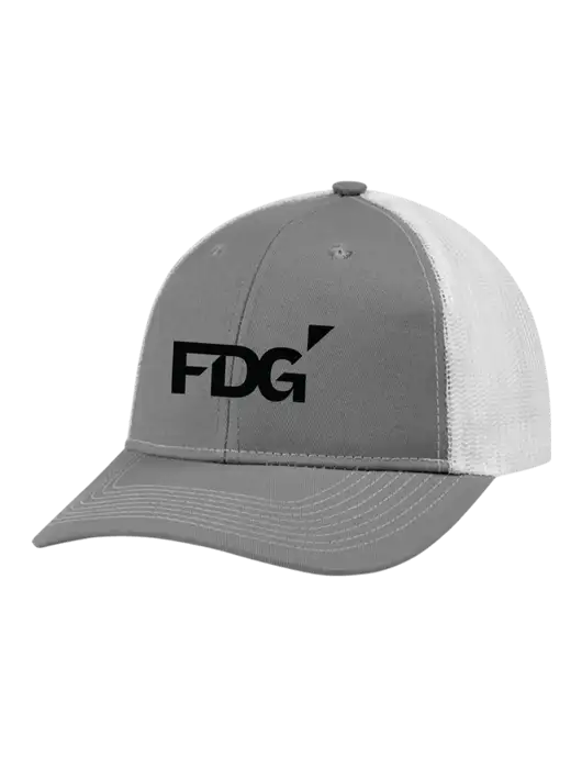 Snapback Ponytail Trucker Cap Light Medium Heather Grey w/White Mesh w/FDG Logo