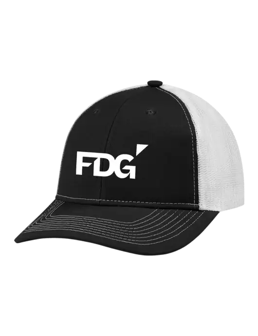 Snapback Ponytail Trucker Cap Black w/White Mesh w/FDG Logo