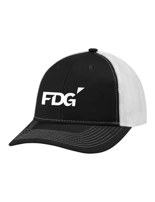 Snapback Ponytail Trucker Cap Black w/White Mesh w/FDG Logo