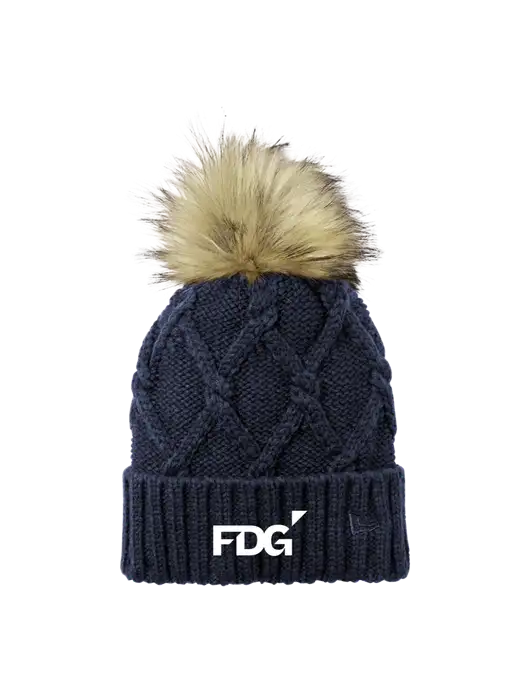 New Era Navy Faux Fur Pom Beanie w/FDG Logo
