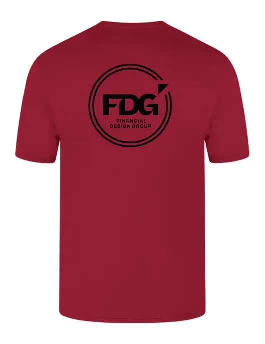Core Blend Red Pocket T-Shirt w/FDG Circle Logo, FDG Logo