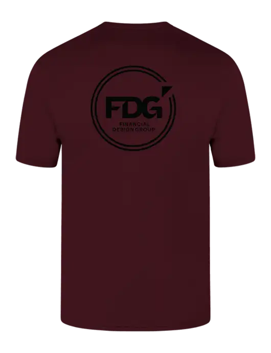 Core Blend Maroon Pocket T-Shirt w/FDG Circle Logo, FDG Logo