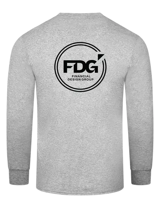 Light Grey Heather Long Sleeve Heavyweight 6.1 oz Pocket T-Shirt w/FDG Circle Logo, FDG Logo