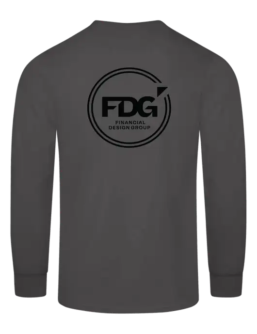 Charcoal Long Sleeve Heavyweight 6.1 oz Pocket T-Shirt w/FDG Circle Logo, FDG Logo