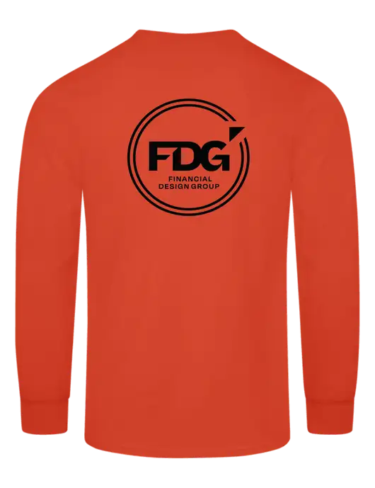 Orange Long Sleeve Heavyweight 6.1 oz Pocket T-Shirt w/FDG Circle Logo, FDG Logo