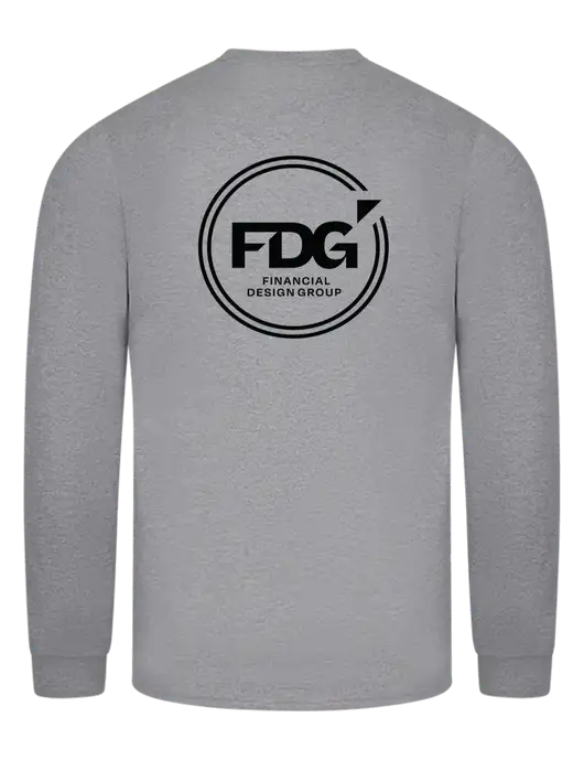 Medium Grey Heather Long Sleeve Heavyweight 6.1 oz Pocket T-Shirt w/FDG Circle Logo, FDG Logo