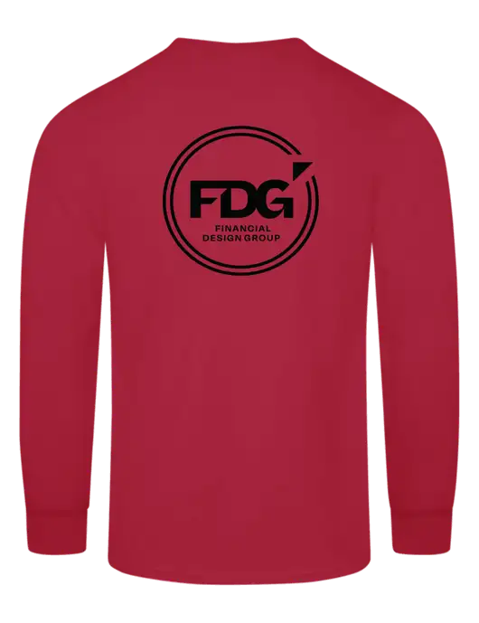 Red Long Sleeve Heavyweight 6.1 oz Pocket T-Shirt w/FDG Circle Logo, FDG Logo