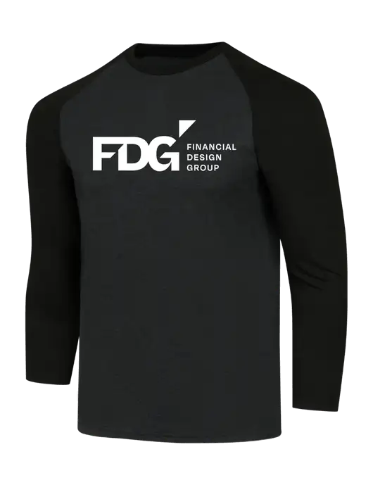 Simply Soft 3/4 Sleeve Black/Black Frost Ring Spun Cotton T-Shirt w/FDG Logo