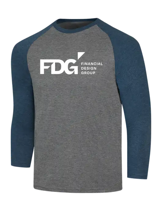Simply Soft 3/4 Sleeve Navy Frost/Grey Frost Ring Spun Cotton T-Shirt w/FDG Logo