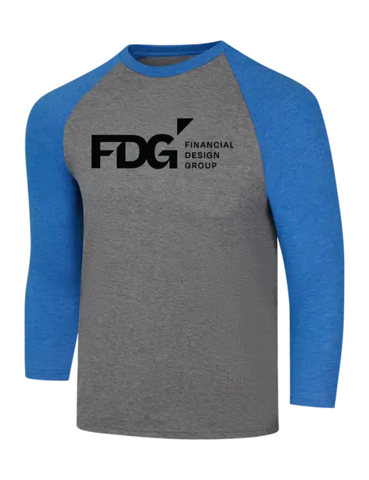 Simply Soft 3/4 Sleeve Royal Frost/Grey Frost Ring Spun Cotton T-Shirt w/FDG Logo