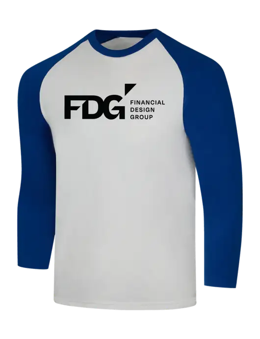 Simply Soft 3/4 Sleeve Dark Royal/White Ring Spun Cotton T-Shirt w/FDG Logo