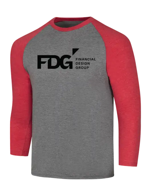 Simply Soft 3/4 Sleeve Red Frost/Grey Frost Ring Spun Cotton T-Shirt w/FDG Logo