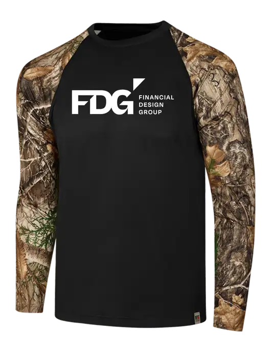 Russell Outdoors Black/Realtree Edge Camo Colorblock Performance Long Sleeve T-Shirt w/FDG Logo