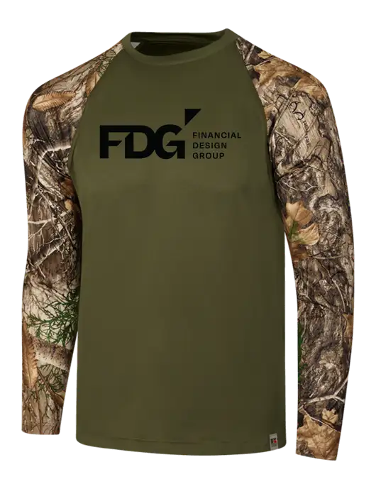 Russell Outdoors Olive/Realtree Edge Camo Colorblock Performance Long Sleeve T-Shirt w/FDG Logo