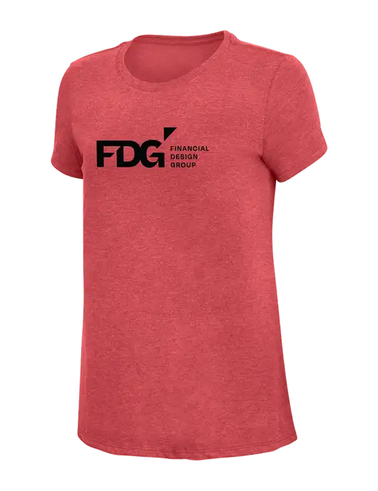 Womens Simply Soft Red Frost 4.5oz Poly/Combed Ring Spun Cotton T-Shirt w/FDG Logo