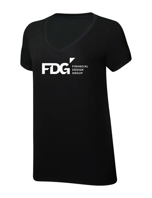 Womens Simply Soft V-Neck Black 4.5oz  Poly/Combed Ring Spun Cotton T-Shirt w/FDG Logo