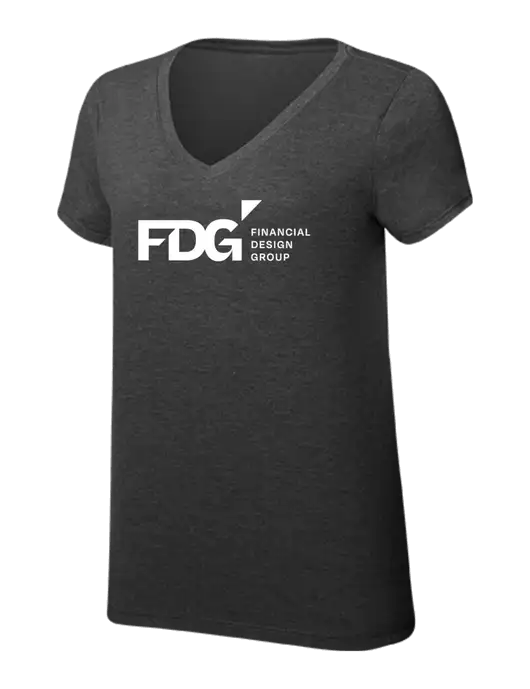 Womens Simply Soft V-Neck Black Frost 4.5oz  Poly/Combed Ring Spun Cotton T-Shirt w/FDG Logo