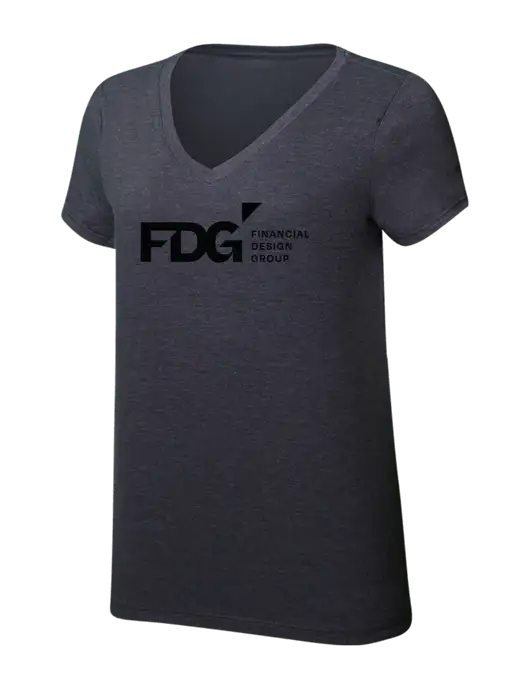 Womens Simply Soft V-Neck Heather Charcoal 4.5oz  Poly/Combed Ring Spun Cotton T-Shirt w/FDG Logo