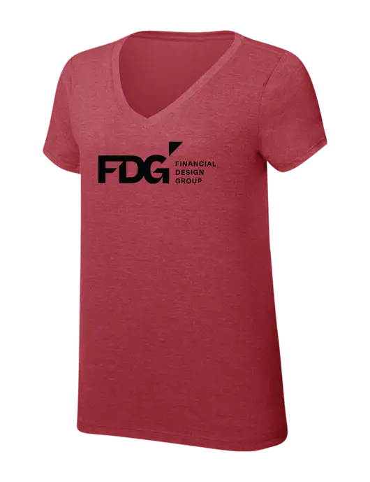 Womens Simply Soft V-Neck Red Frost 4.5oz  Poly/Combed Ring Spun Cotton T-Shirt w/FDG Logo