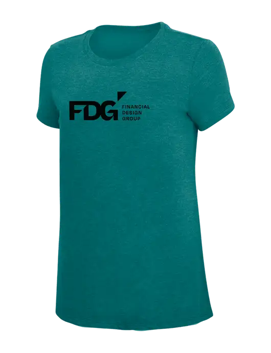 Womens Simply Soft Heathered Dark Teal 4.5oz  Poly/Combed Ring Spun Cotton T-Shirt w/FDG Logo