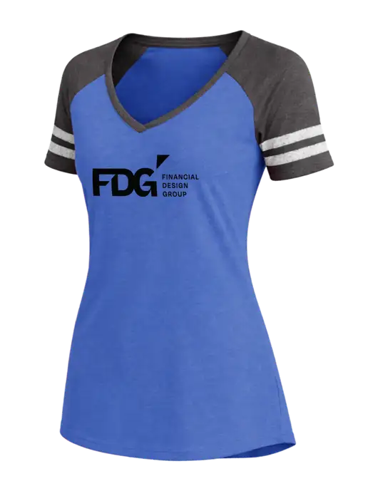 Womens Royal Heather/Charcoal Heather V-Neck Game Tee w/FDG Logo