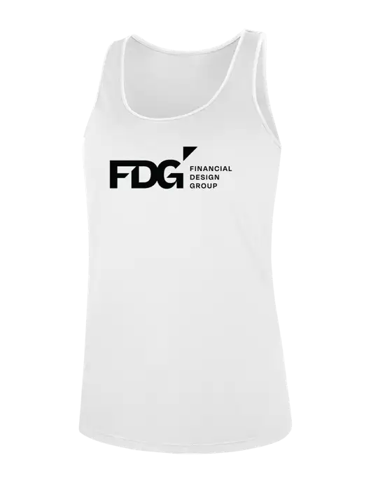 Womens White Perfect Tri Racerback Tank w/FDG Logo