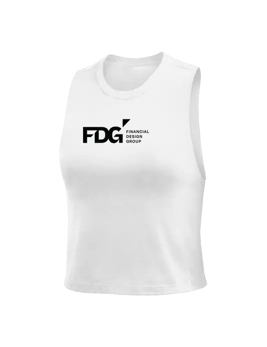 BELLA+CANVAS Womens White Racerback Crop Tank  w/FDG Logo