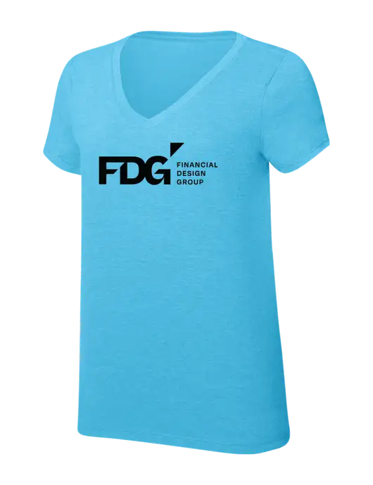 Womens Simply Soft V-Neck Turquoise Frost 4.5oz  Poly/Combed Ring Spun Cotton T-Shirt w/FDG Logo