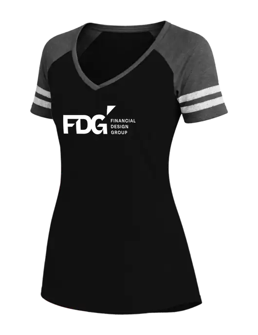 Womens Black/Charcoal Heather V-Neck Game Tee w/FDG Logo