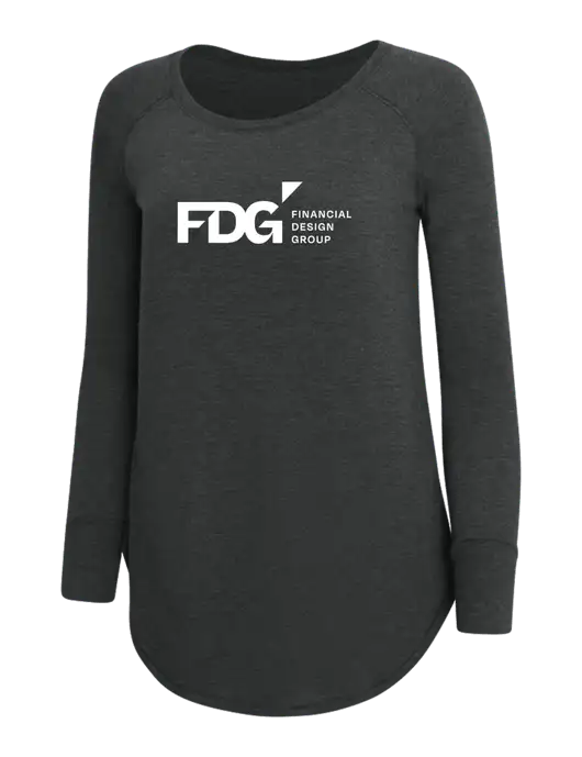 Womens Perfect Wide Collar Tunic Tri-Blend Black Frost 4.5 oz T-Shirt w/FDG Logo