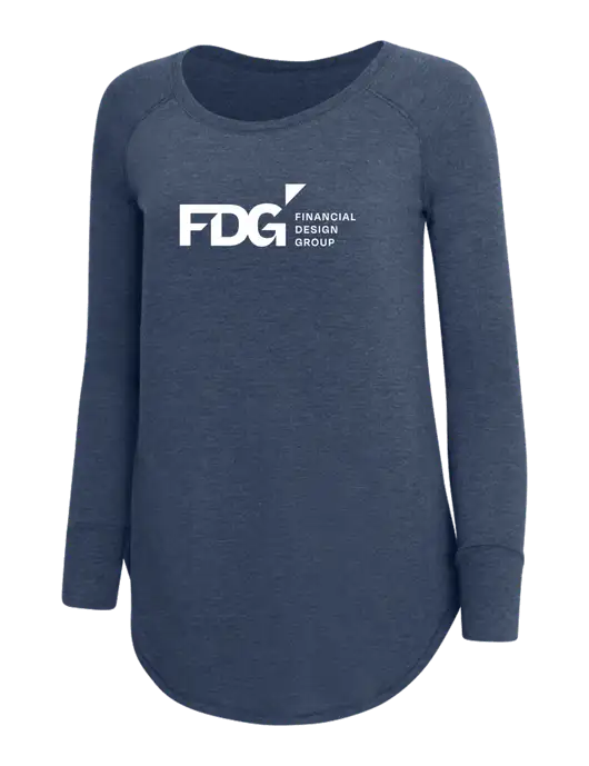 Womens Perfect Wide Collar Tunic Tri-Blend Navy Frost 4.5 oz T-Shirt w/FDG Logo