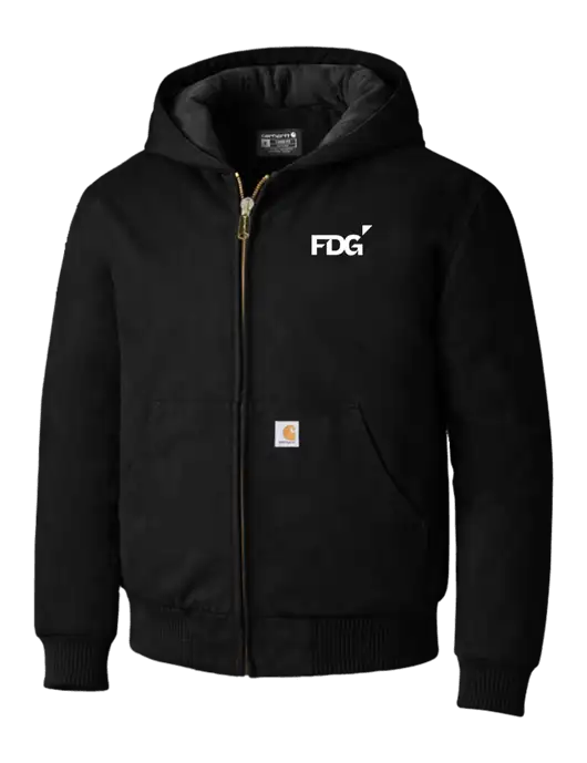 Carhartt Black Quilted-Flannel-Lined Duck Active Jacket w/FDG Logo