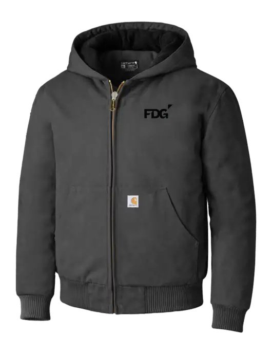Carhartt Dark Grey Quilted-Flannel-Lined Duck Active Jacket w/FDG Logo